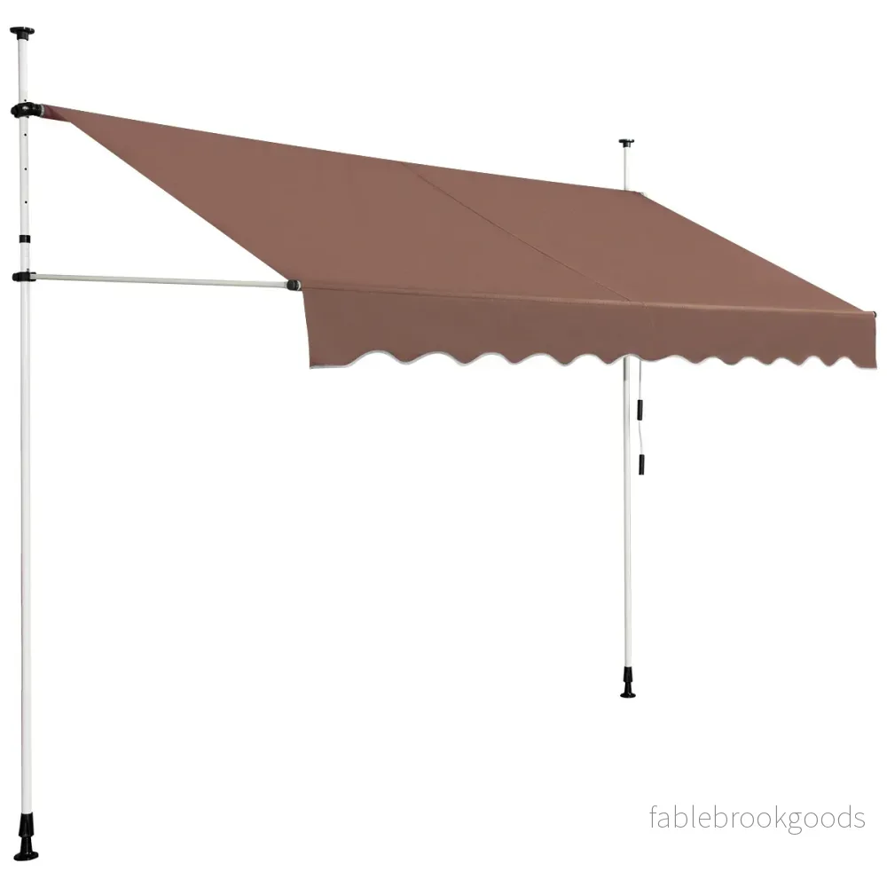 Klemmmarkis – bred balkongmarkis utan borrning UV beständig höjdjusterbar – 300 cm – Brun
