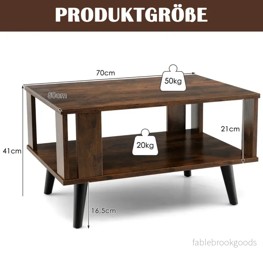 Soffbord – för små utrymmen vånings av trä – 2 70 x 50 x 41 cm – Rustik brun - Bild 3