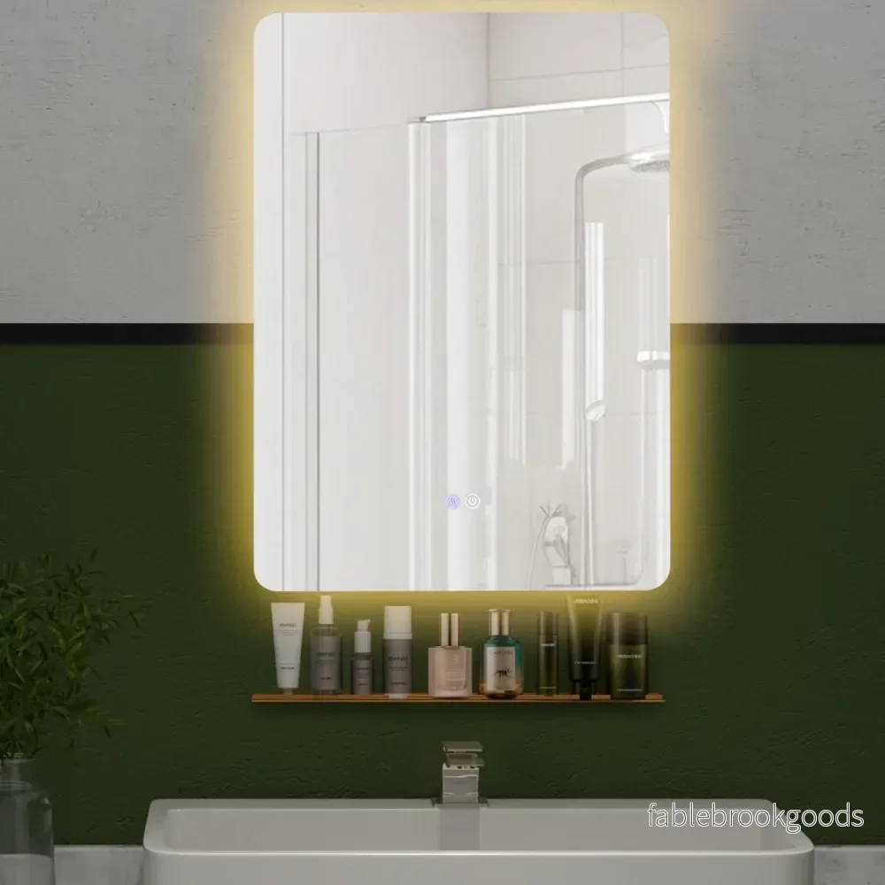 LED badrumsspegel – med belysning och pekknapp minnesfunktion väggspegel – 70 x 50 cm – Silver - Bild 3