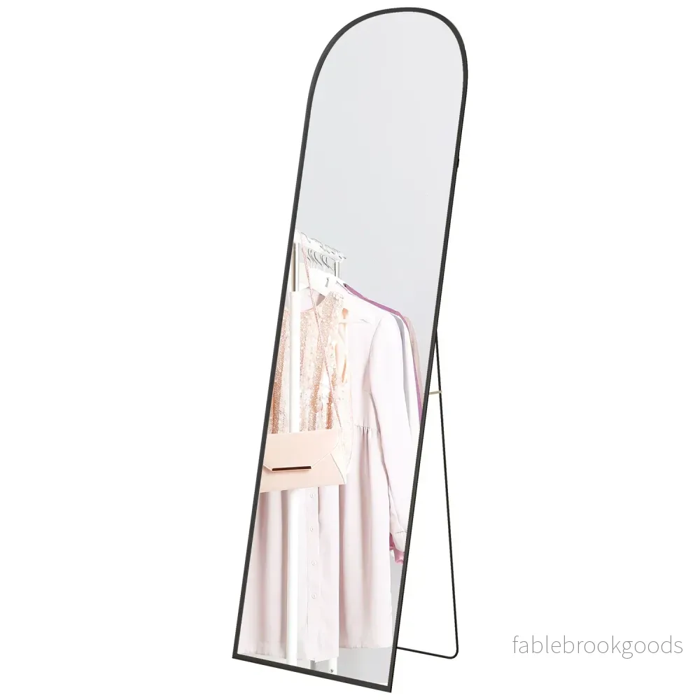 Stående spegel, fullängdsspegel, modern design, 50 cm x 1,5 cm x 161,5 cm, svart
