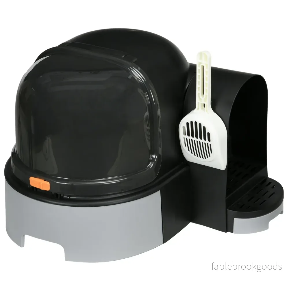Grey Cat House: Toalett med huva och dubbla brickor, passar upp till 4 kg