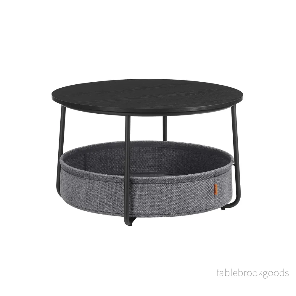 Soffbord med förvaringsväska – Snygg design – Bläcksvart och skiffergrå