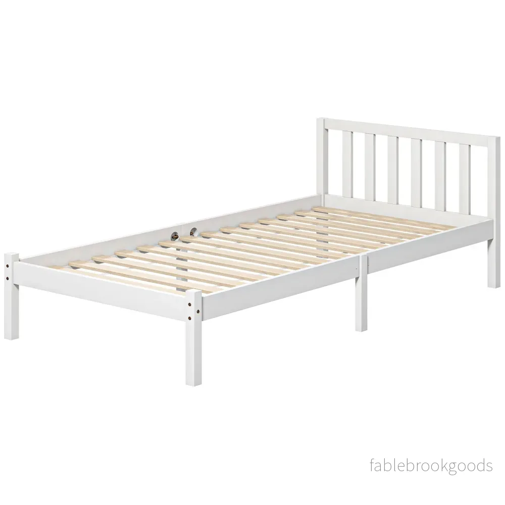 Enkelsängstomme i trä med ribbade, Vit, 208×96 cm Enkelsängstomme i trä med ribbade, Vit, 208×96 cm