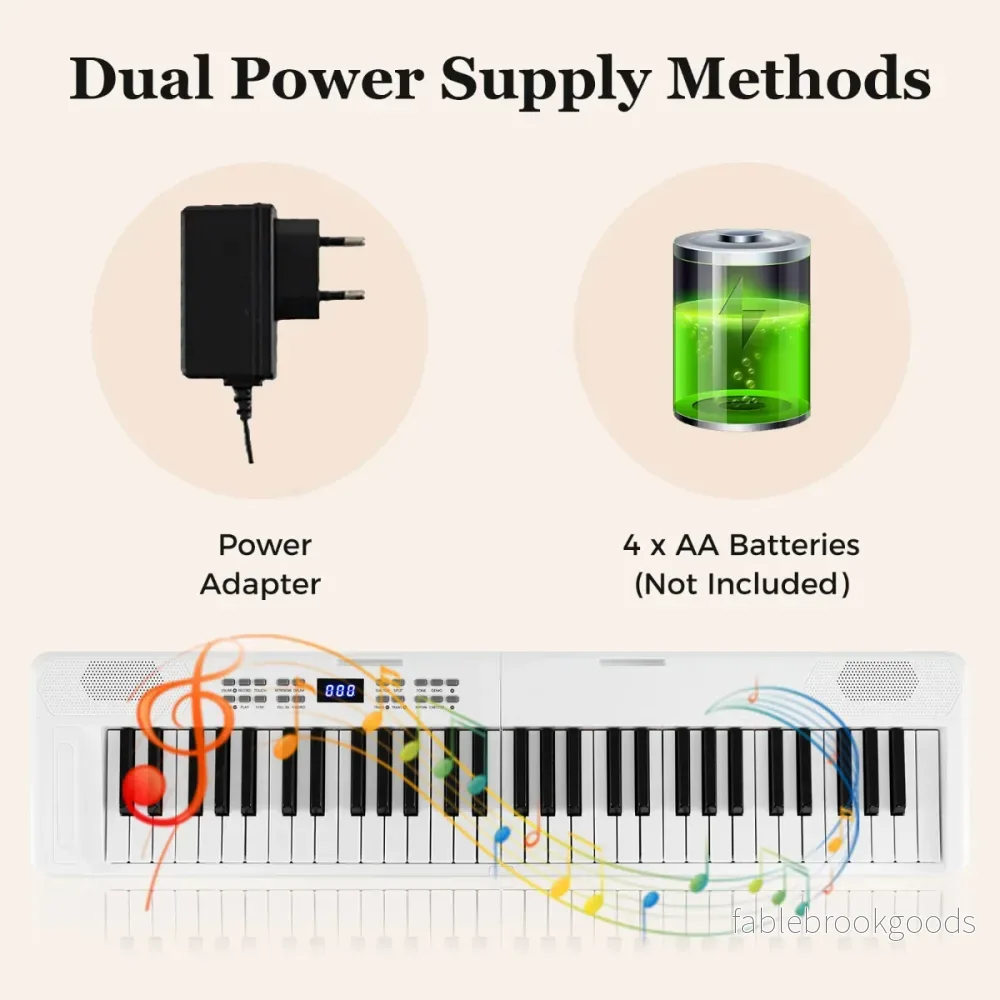 tangenters – hopfällbart pianokeyboard fullvärdigt elektroniskt med MIDI och Split funktion Vitt – 61 – Vit - Bild 3