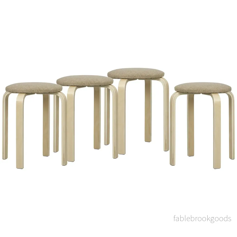 Stapelbara stoppade pallar, set om 4, khaki, björkben