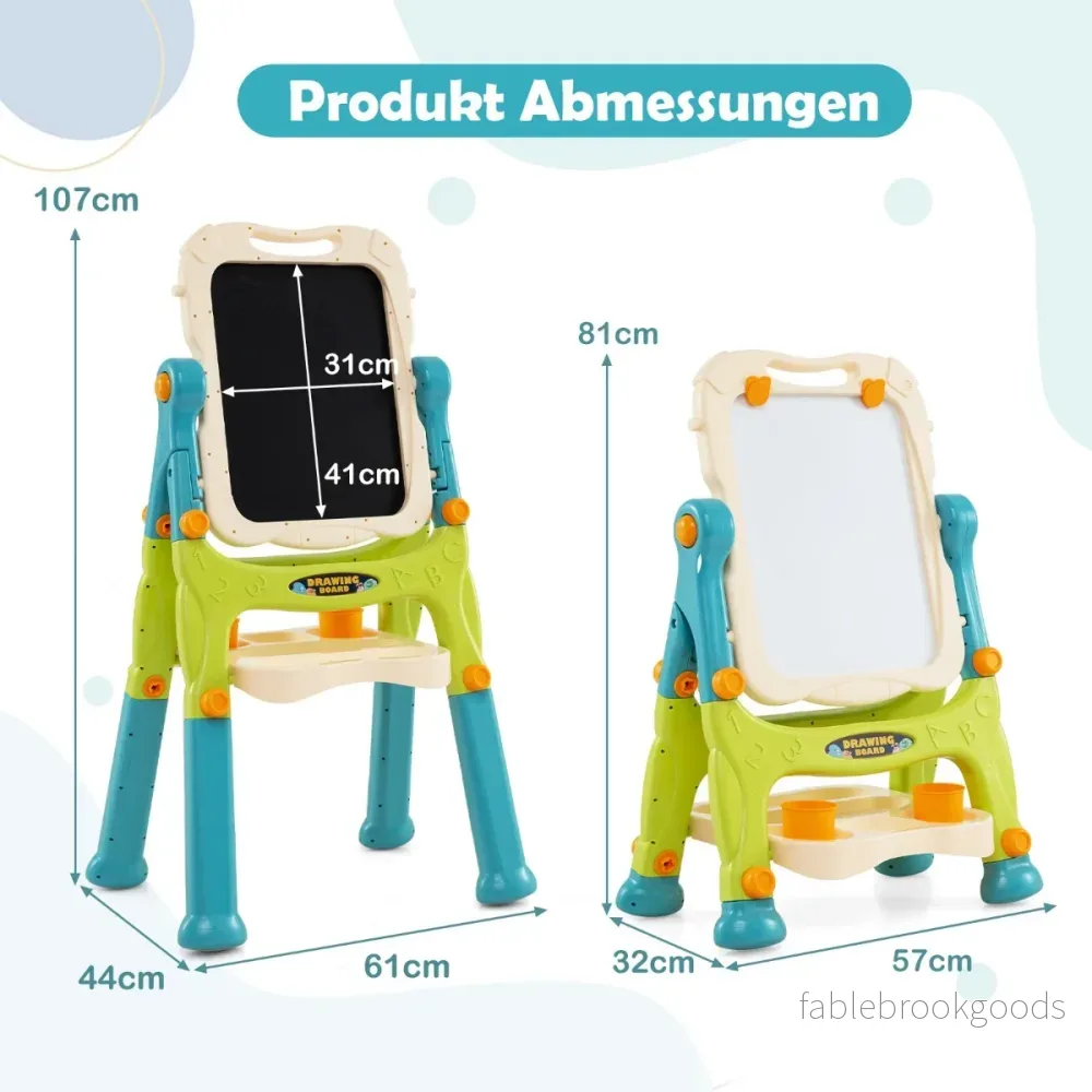 Tavla – Barn dubbelsidig höj och sänkbar med whiteboard – Grön - Bild 2