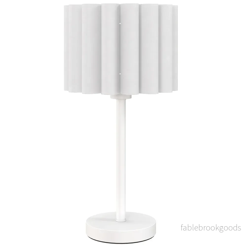 Bordslampa i retrostil, vit plastskärm, E27-sockel