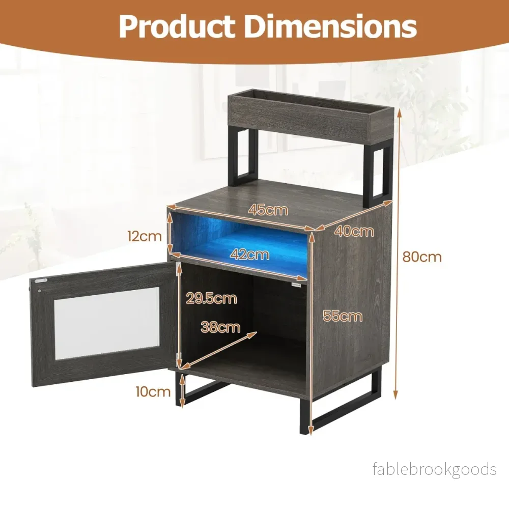 Modern – nattduksbord med LED ljus och överfack sidobord soffabord – Grå - Bild 2