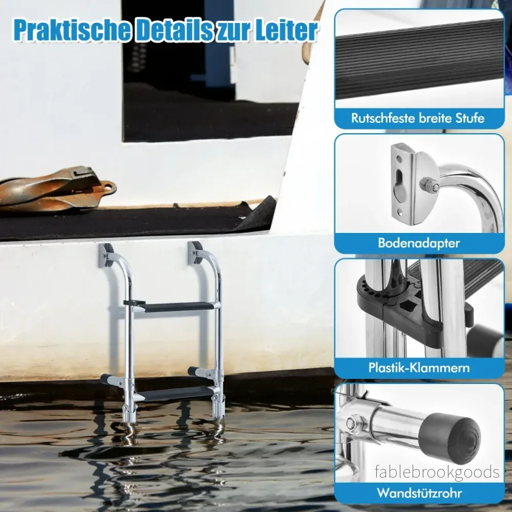 Vikbar – stegs stege med robusta PVC och golvadapter klämmor – 3 27,5 x 13 x 90 cm – Silver - Bild 3
