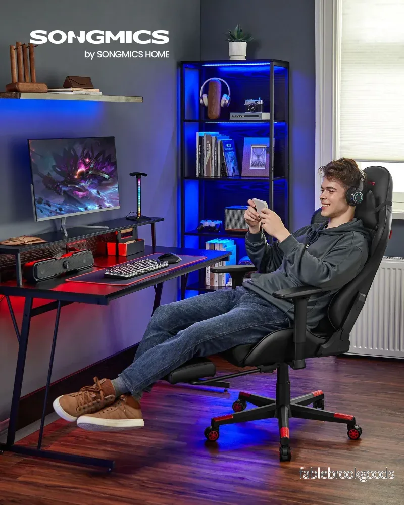 Ergonomisk kontorsstol med armstöd och dyna svartröd - Bild 2