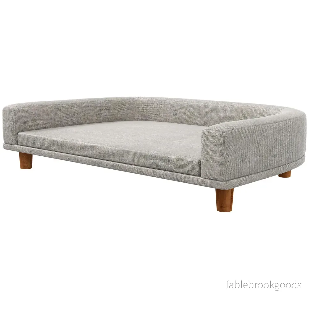 Hundsoffa med kudde, upphöjd design och träben, grå