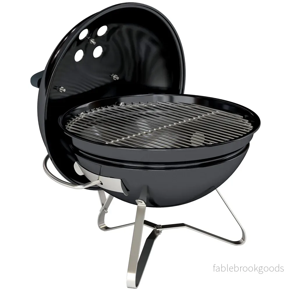 Bärbar kolgrill med lock och ventil, 41 cm
