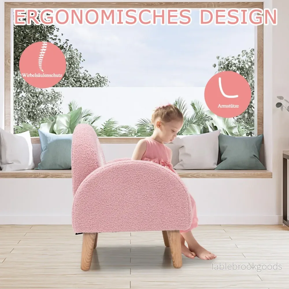 Barnfåtölj – för småbarn Barnsoffa klädd med ryggstöd – Rosa - Bild 3