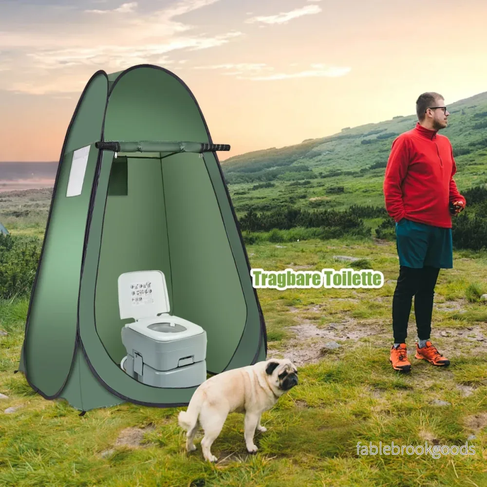Stranddusch – tält toalett med förvaringsväska hopfällbar – 120 x 120 x 190 cm – Grön - Bild 2