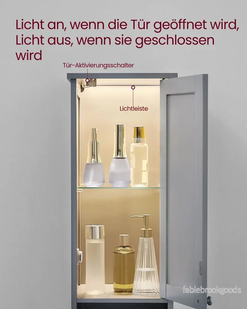 Badrumsmöbler – med belysning – duvgrå - Bild 3