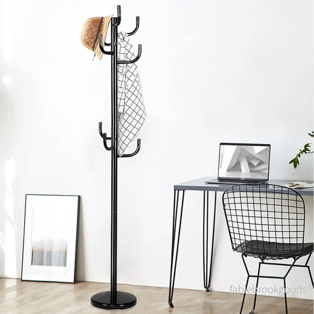 Klädhängare – med krokar, i metall, – 8 , 38 x 175 cm – Svart - Bild 2