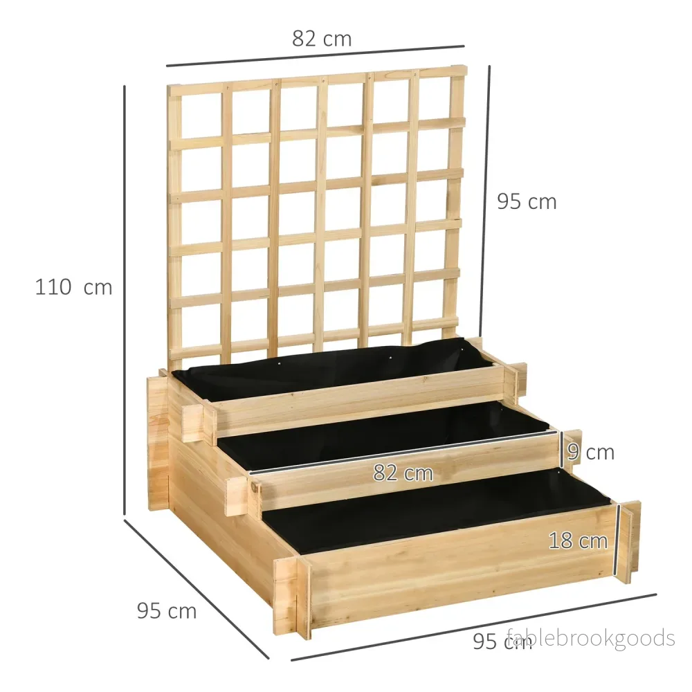 Upphöjd planteringslåda i trä med spaljé – 95 x 95 x 110 cm - Bild 3
