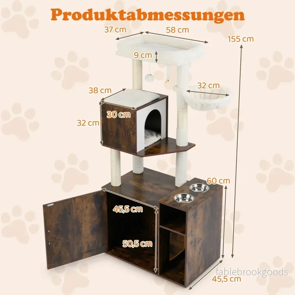 Kattmöbel – med klösstång Kattorn sisal Klösmatta och hängande boll Kattklätterträd Brunt – Brun - Bild 2