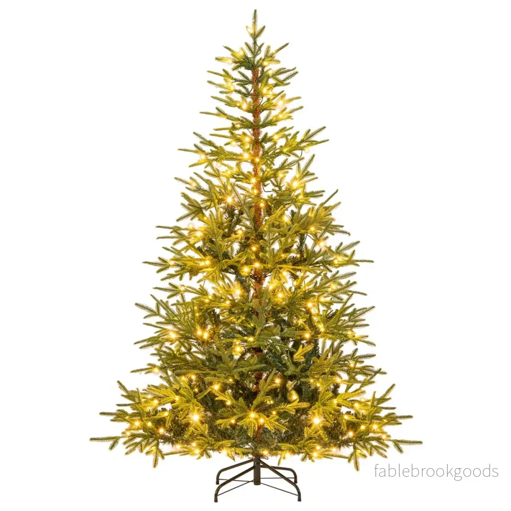 Konstgjord – julgran med flerfärgade LED lampor – 250 180 cm – Grön