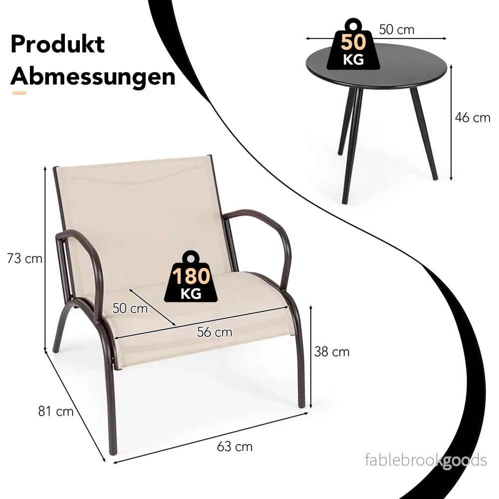 delat – trädgårdsmöbelset balkongset med stolar och bord balkongmöbler bred sits. – 3 2 – Ljusbrun - Bild 2