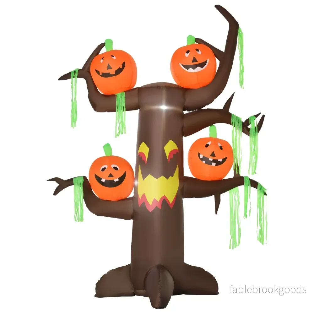 Uppblåsbart Halloweenträd med pumpa & LED-lampor, 180cm
