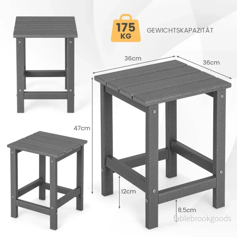 Sidobord – väderbeständigt HDPE Adirondack – 36 x 36 x 47 cm – Grå - Bild 3