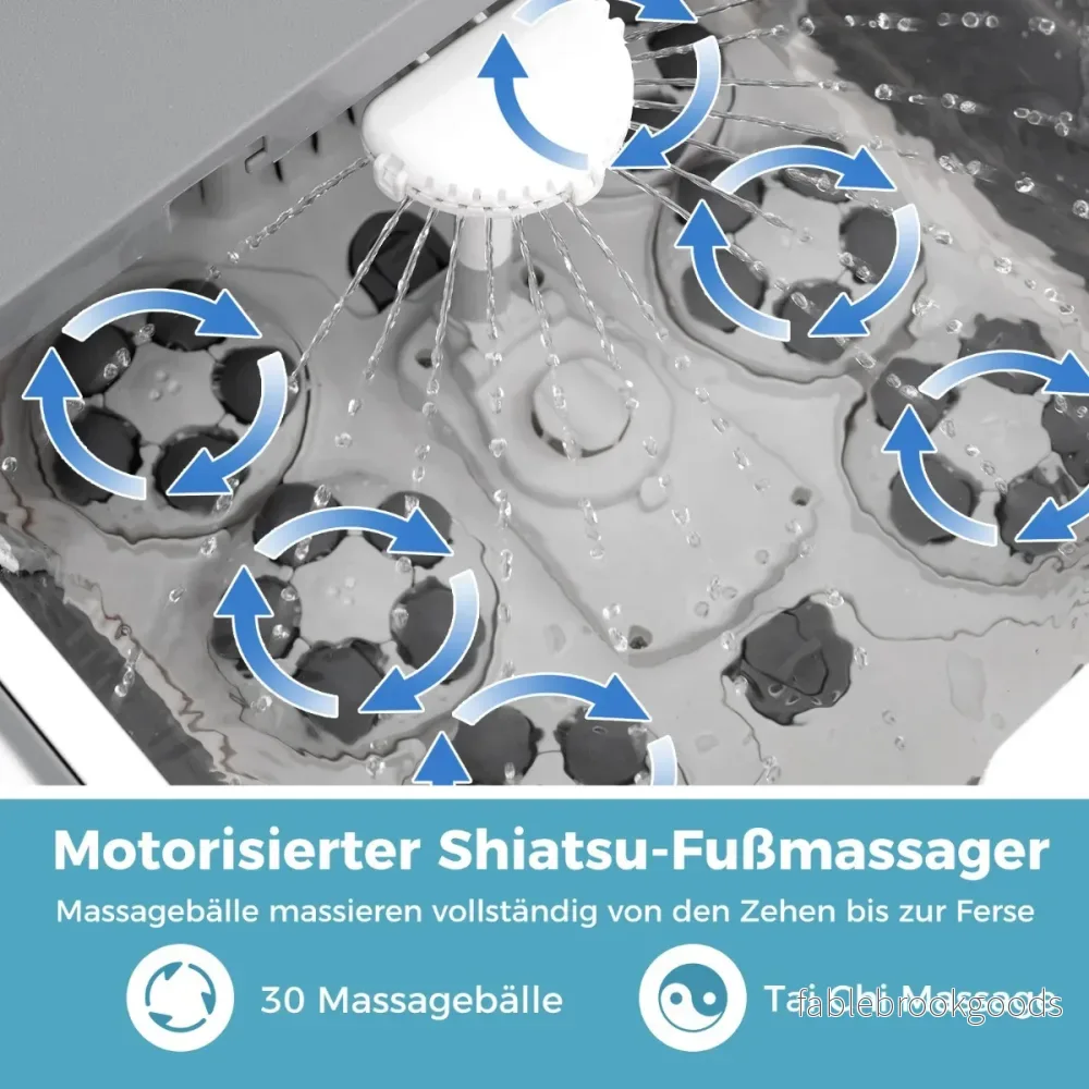 Fotbad – hopfällbart med dusch 60min timer och Shiatsu massagebollar temperatur 35-48°C uppvärmning – 30 – Grå