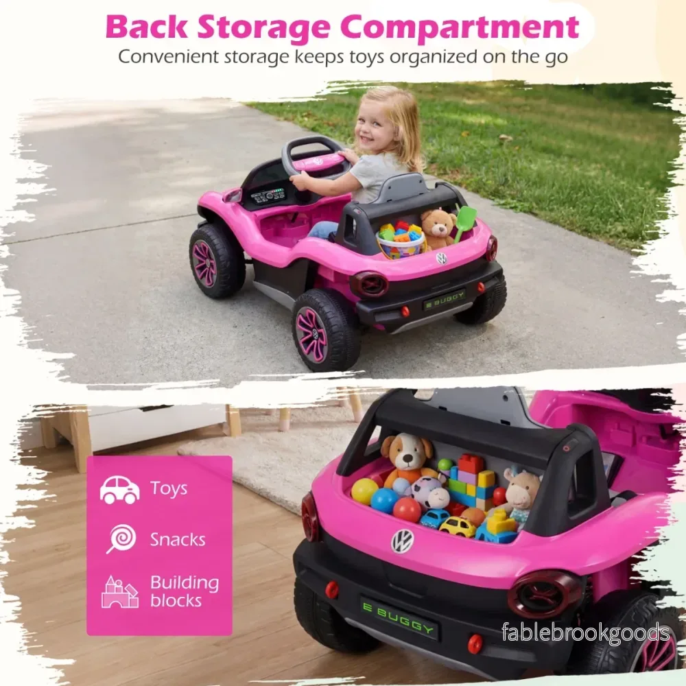 Barns – elbil VW inkl. 2,4G fjärrkontroll 12V elektrisk elfordon – Rosa - Bild 3