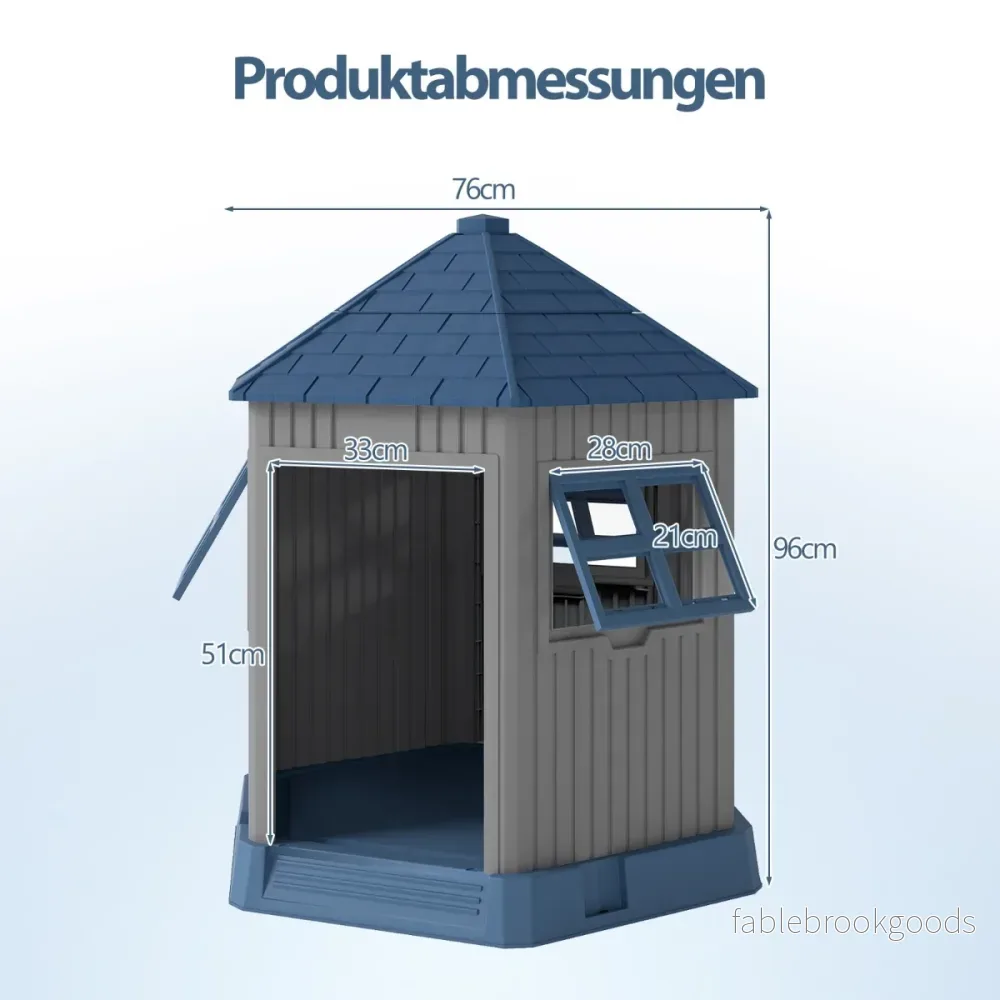 Utomhus – hundkoja av PP Vinterbeständig med stor ingång Kattkoja – Blå - Bild 2