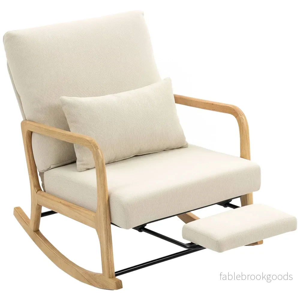Justerbar gungstol med fotstöd, beige manchester