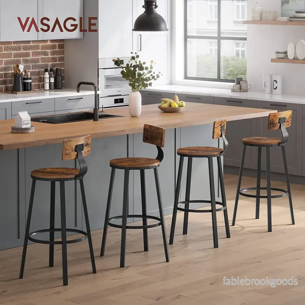 Barstolar – Set om 2 med ryggstöd – Träsits – Brunsvart - Bild 2