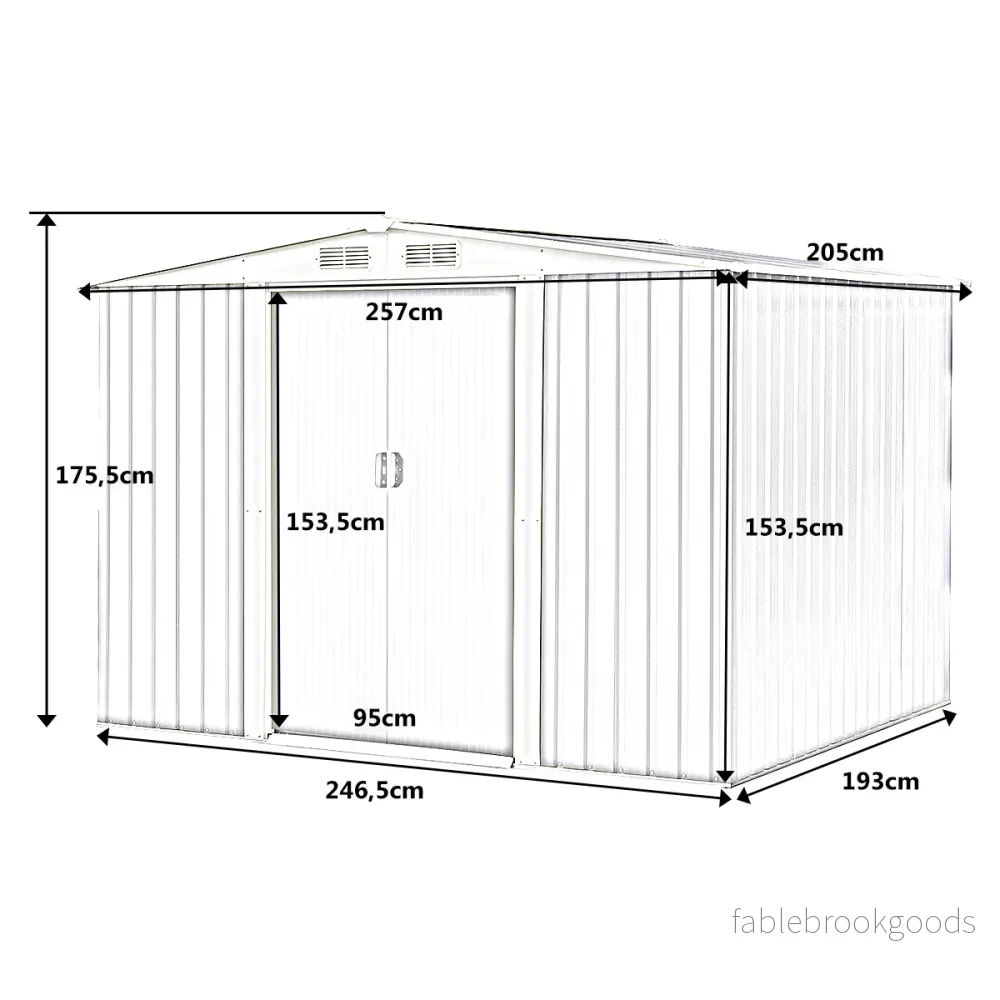 Redskapsbod – trädgårdshus förvaringsbod med skjutdörr metall – 205 x 257 x 175,5 cm – Grön - Bild 3