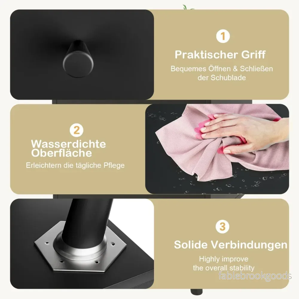 Sängbord – med lådor Sidobord massiva träben – 2 45 x 39,5 x 62 cm – Natur - Bild 3
