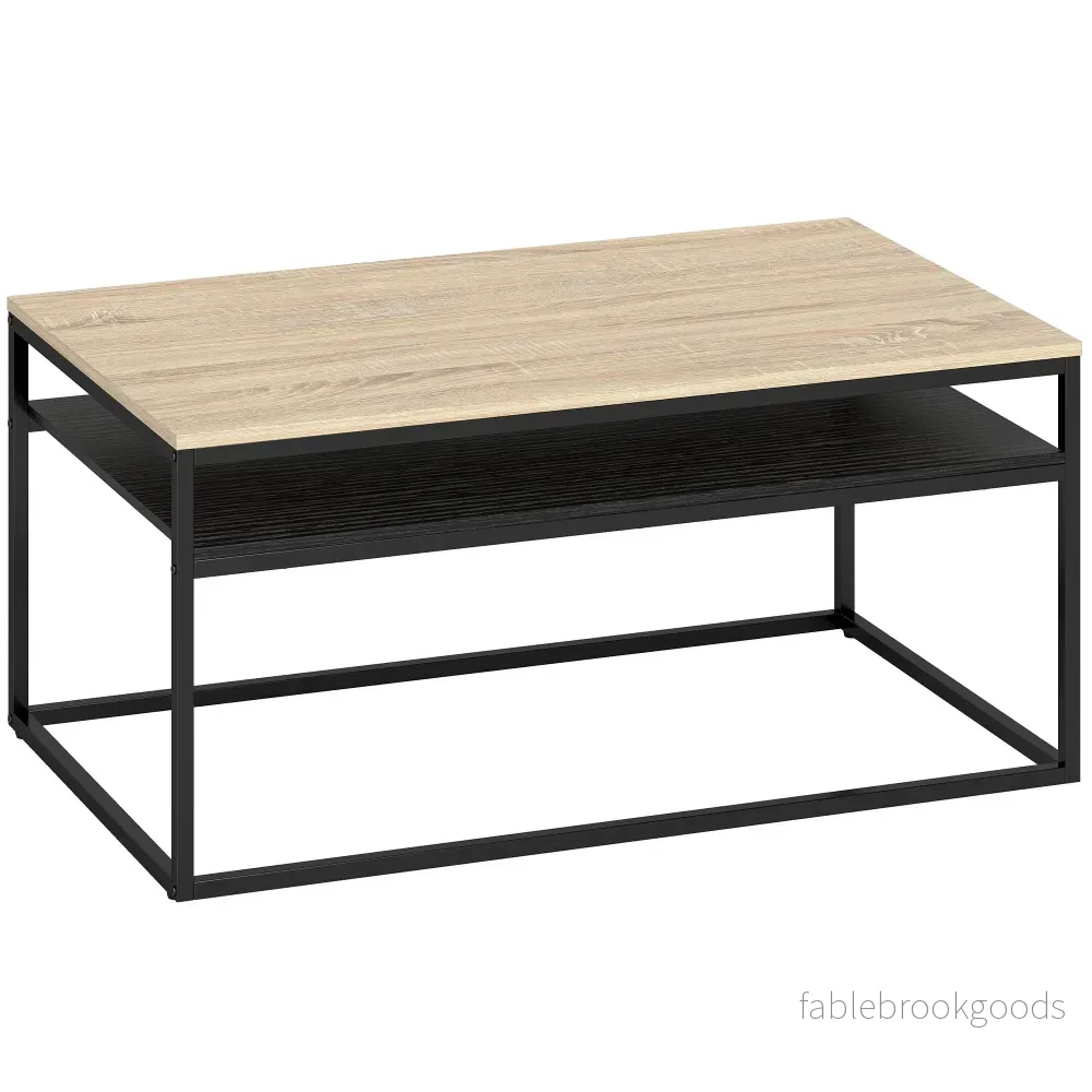 Soffbord med hyllplan, eklook och svart, 100 cm