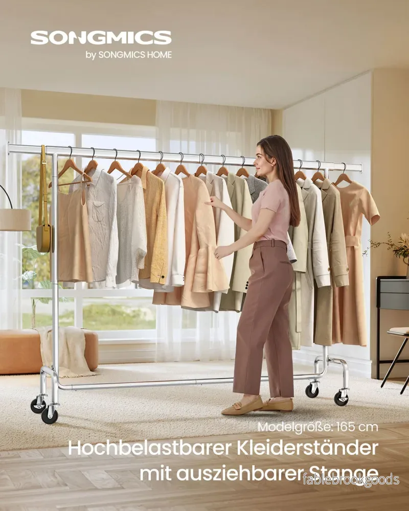 Utdragbart klädställ (160-200 cm) - Lastkapacitet upp till 150 kg - Roterande 360° hjul - Bild 2