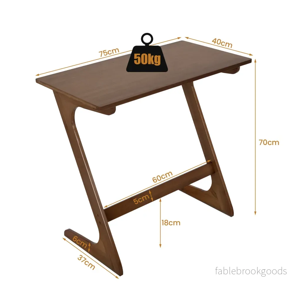 Z – formad sidobord soffbord av bambu platsbesparande kaffebord nattduksbord – Brun - Bild 2
