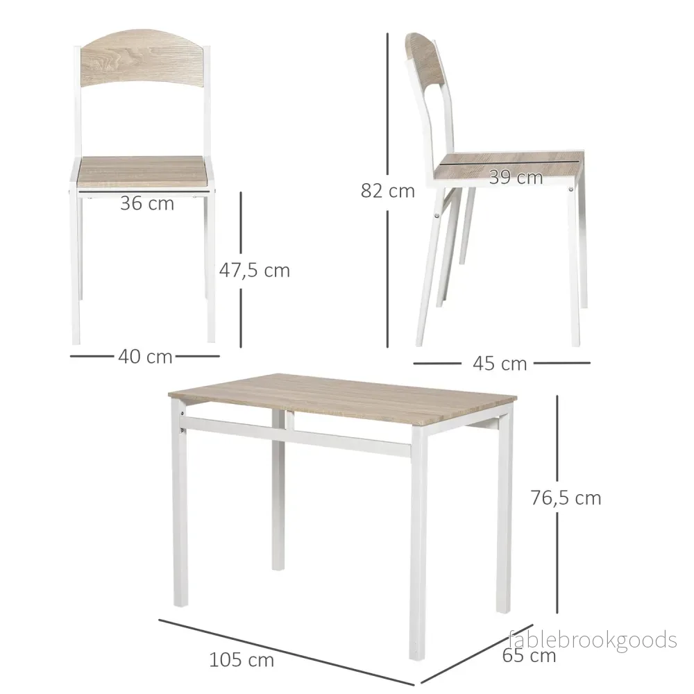 5-delad matbordsset, träfibrer MDF & metall, grå/vit - Bild 3