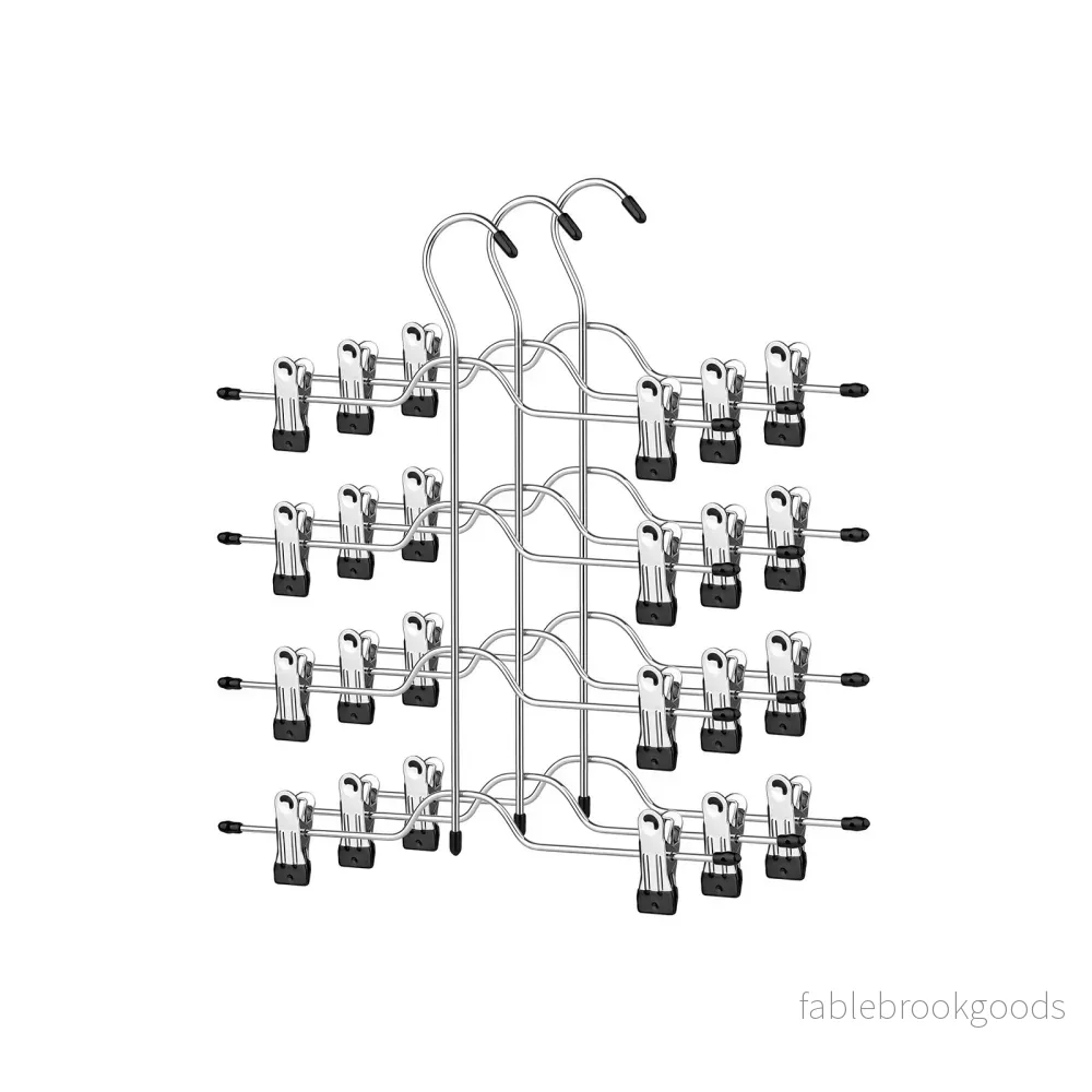 Byxhängare – Platssparande med clips – Set om 3 – Silver-svart - Bild 2