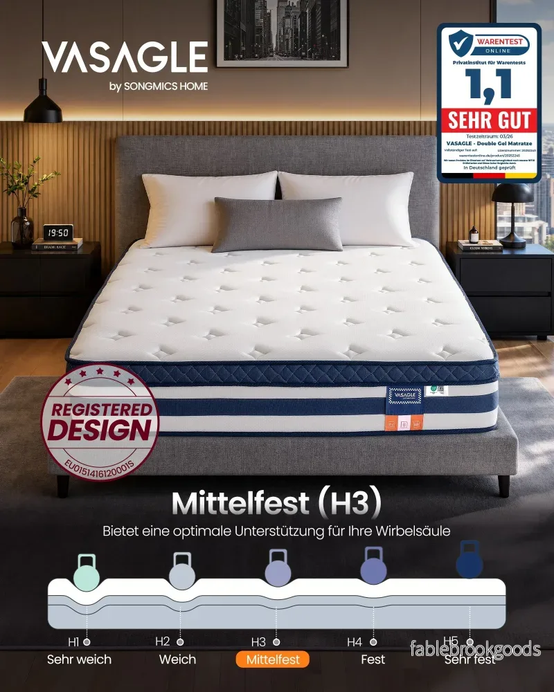 Pocketveringmatras - 7 Zones - Gel-Traagschuim - 140 x 200 cm - Blauw - Bild 2
