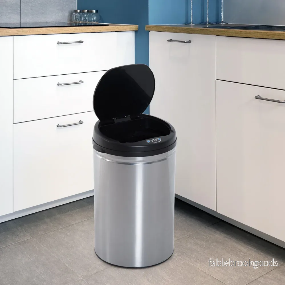 Automatisk 30L sensor soptunna – rostfritt stål, rund - Bild 2