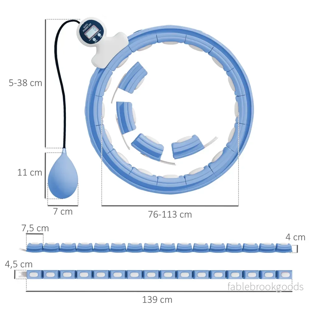 Smart Hula Hoop Vuxna med viktbollräknare 16 knop (76-113 cm) Ljusblå - Bild 3