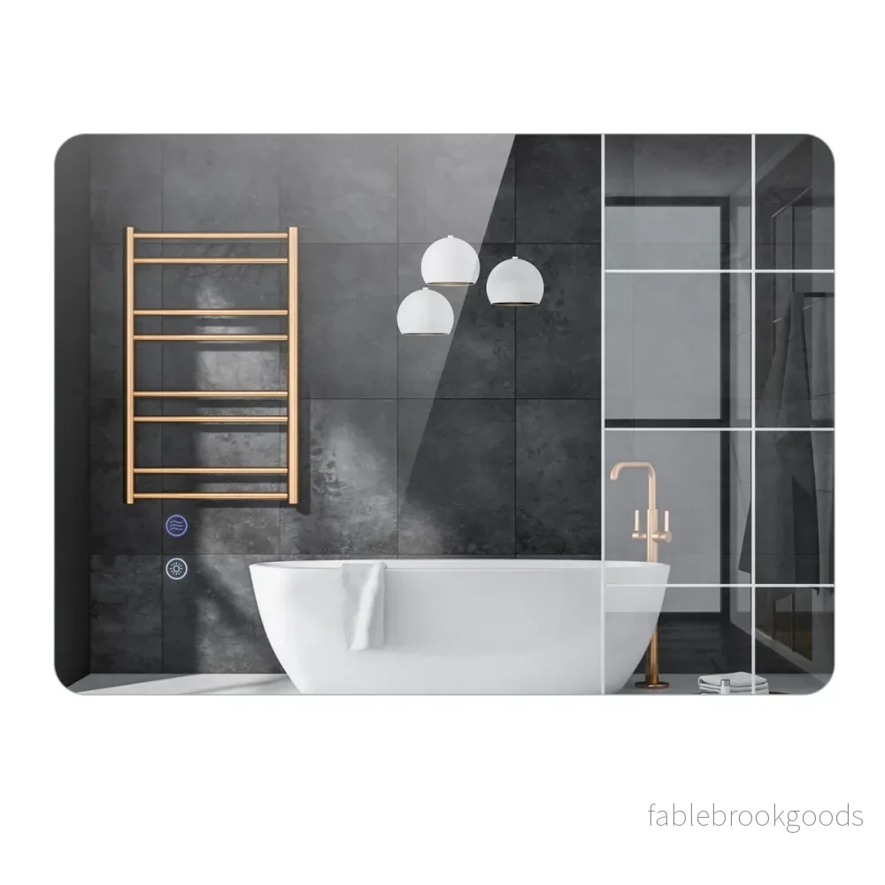 Rektangulär – LED belyst Spegel Väggmonterad – 70 x 50 cm – Silver