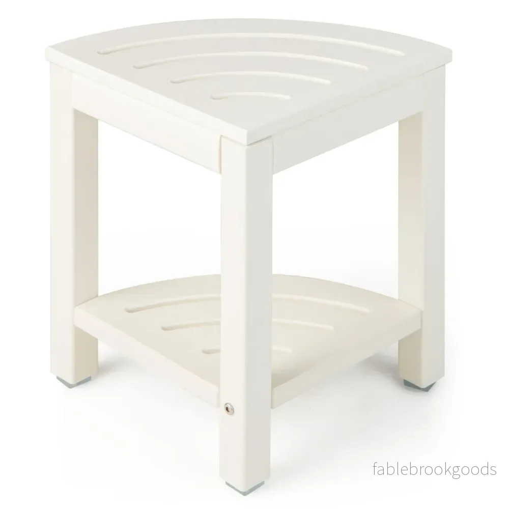Duschbänk – med hylla Sits Hörnduschpall – 32,5 x 32,5 x 43,5 cm – Vit