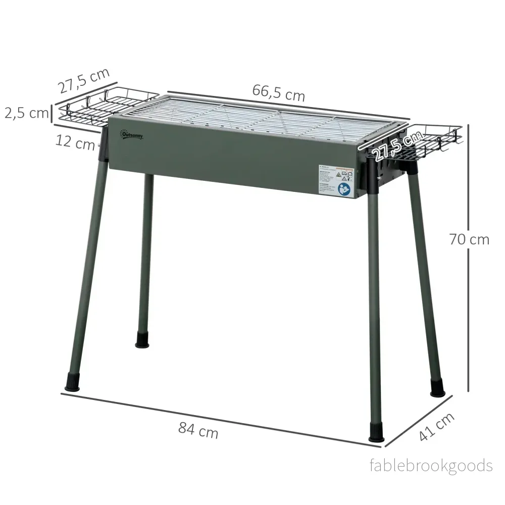 Charcoal Camping Grill – Rostfritt stål, sidokorgar - Bild 2