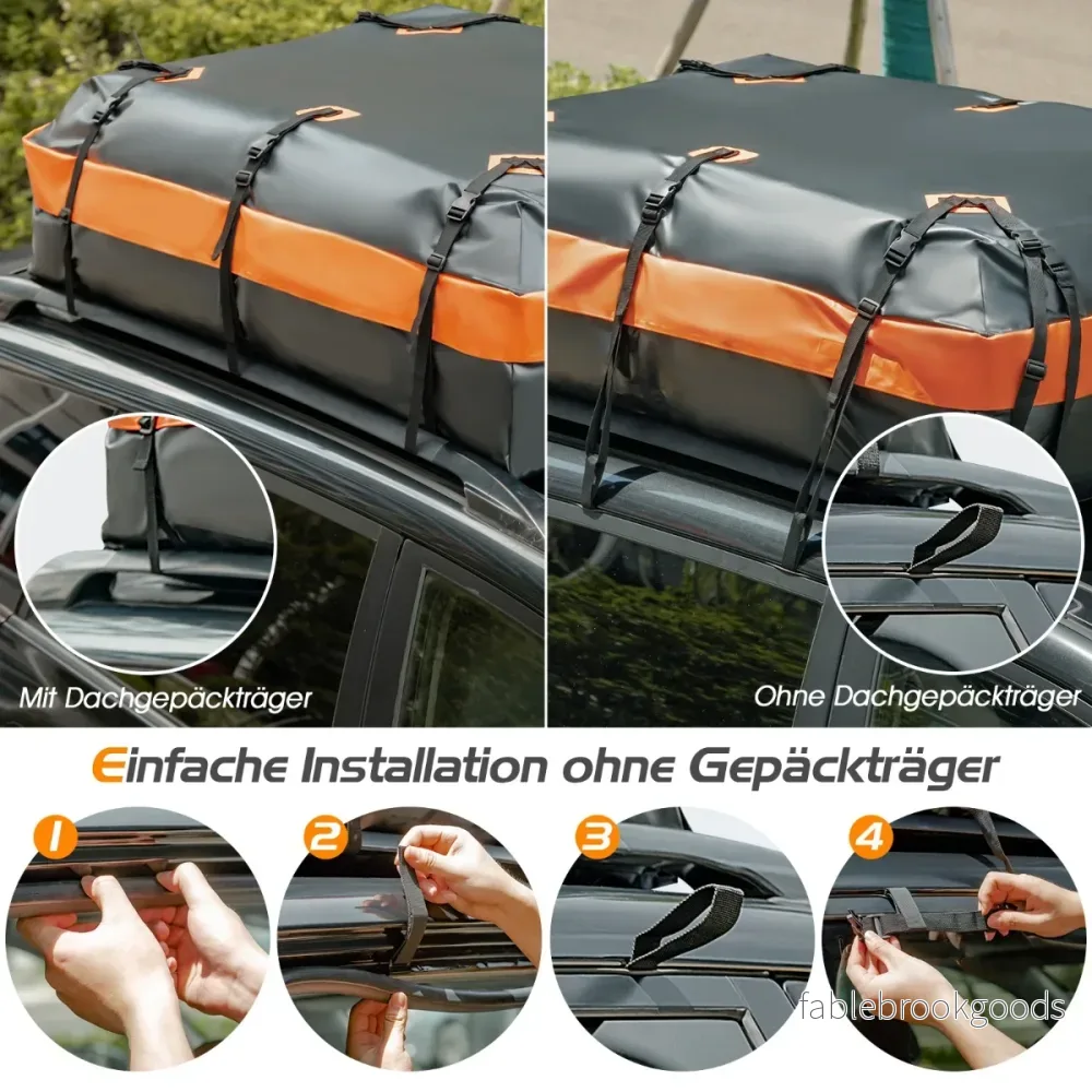 Vattentät – takbox med kapacitet för alla fordon +Orange – 600 L 132 x 100 x 43 cm – Svart - Bild 2