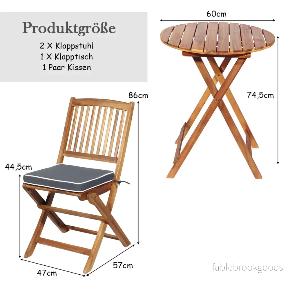 delat – balkongmöbelset med runt bord och stolar kuddar ergonomisk sittgrupp – 3 2 2 – Grå - Bild 2