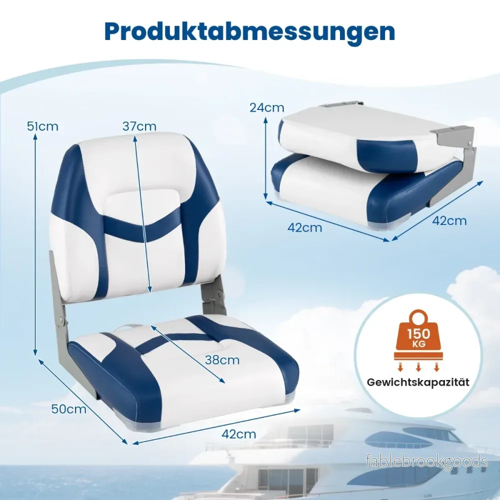 pack – båtstol med tjock skumkuddning och låg ryggstöd – 2 7 cm – Blå - Bild 2