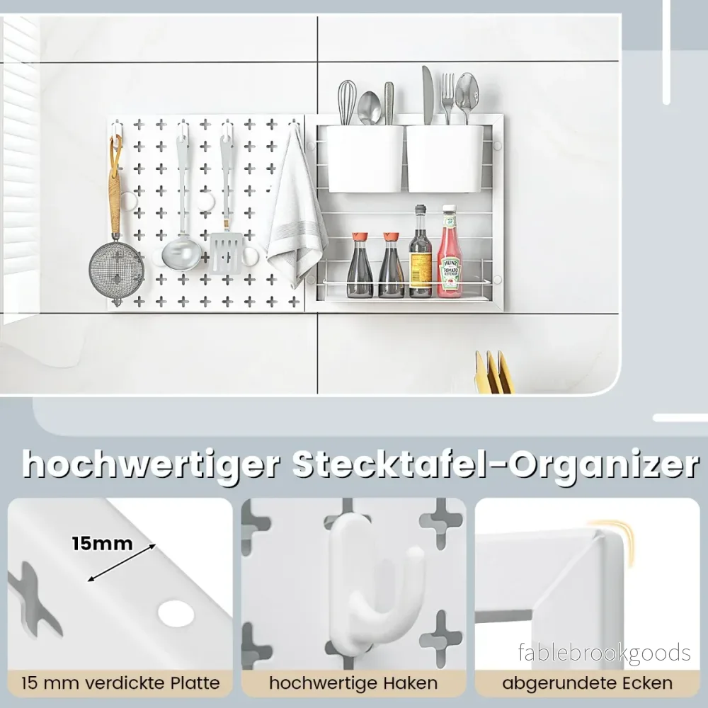 Verktygsvägg – med förvaringsbehållare och förvaringsställ magneter krokar pegboard – 2 1 5 4 – Vit - Bild 2