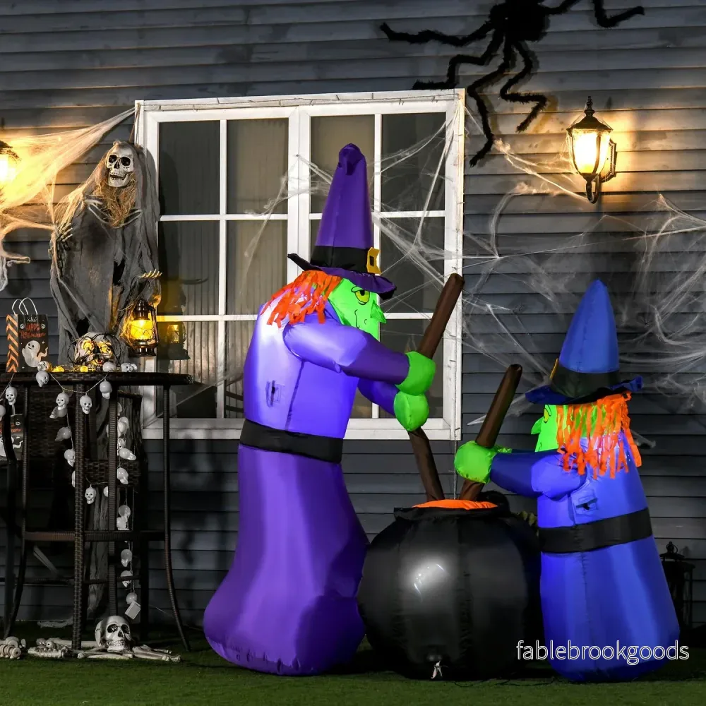 Uppblåsbar Halloween kitteldekoration med LED-lampor, polyester - Bild 2