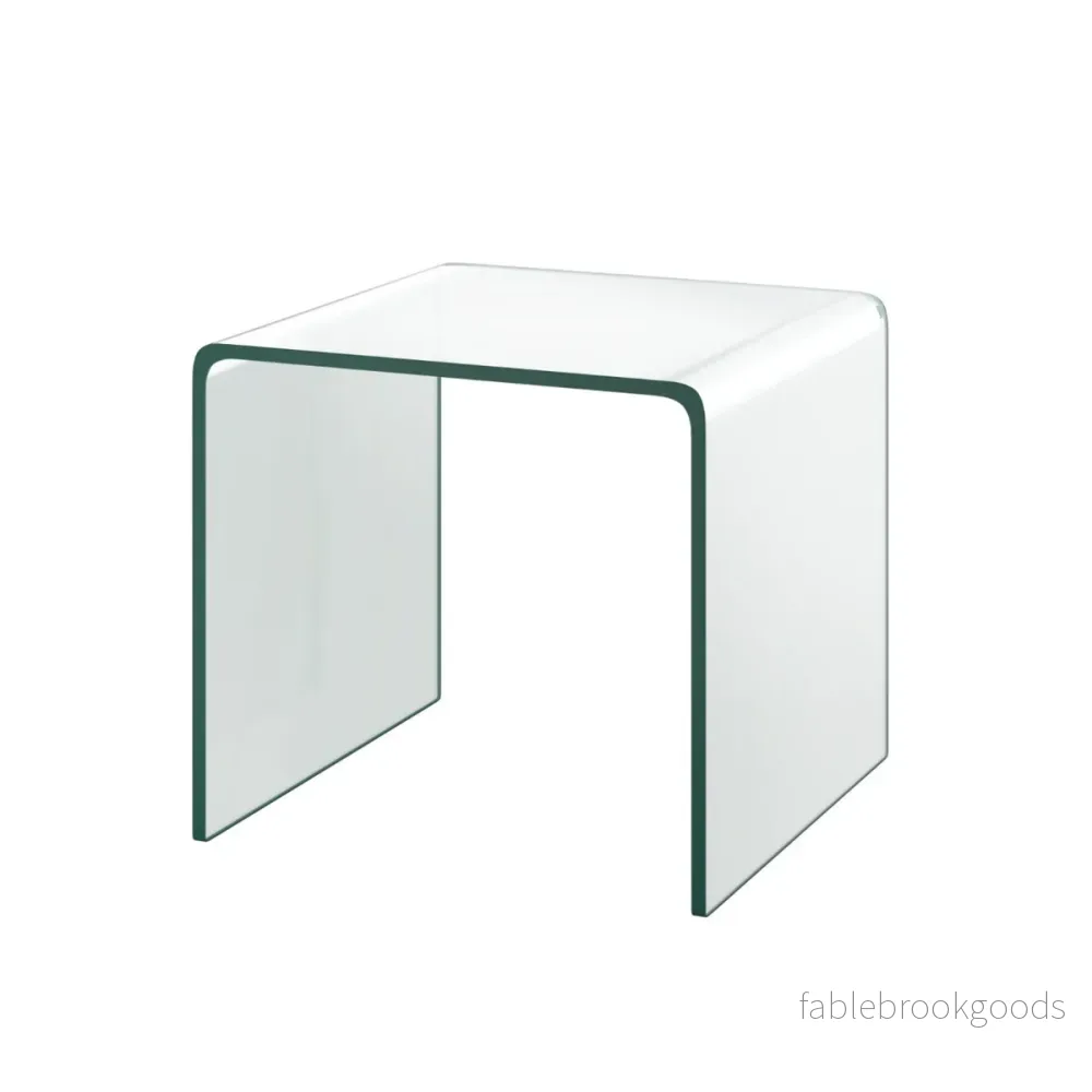 Sidobord – glas nattduksbord U format transparent fyrkantigt – 45 x 45 x 41 cm – Genomskinlig - Bild 2